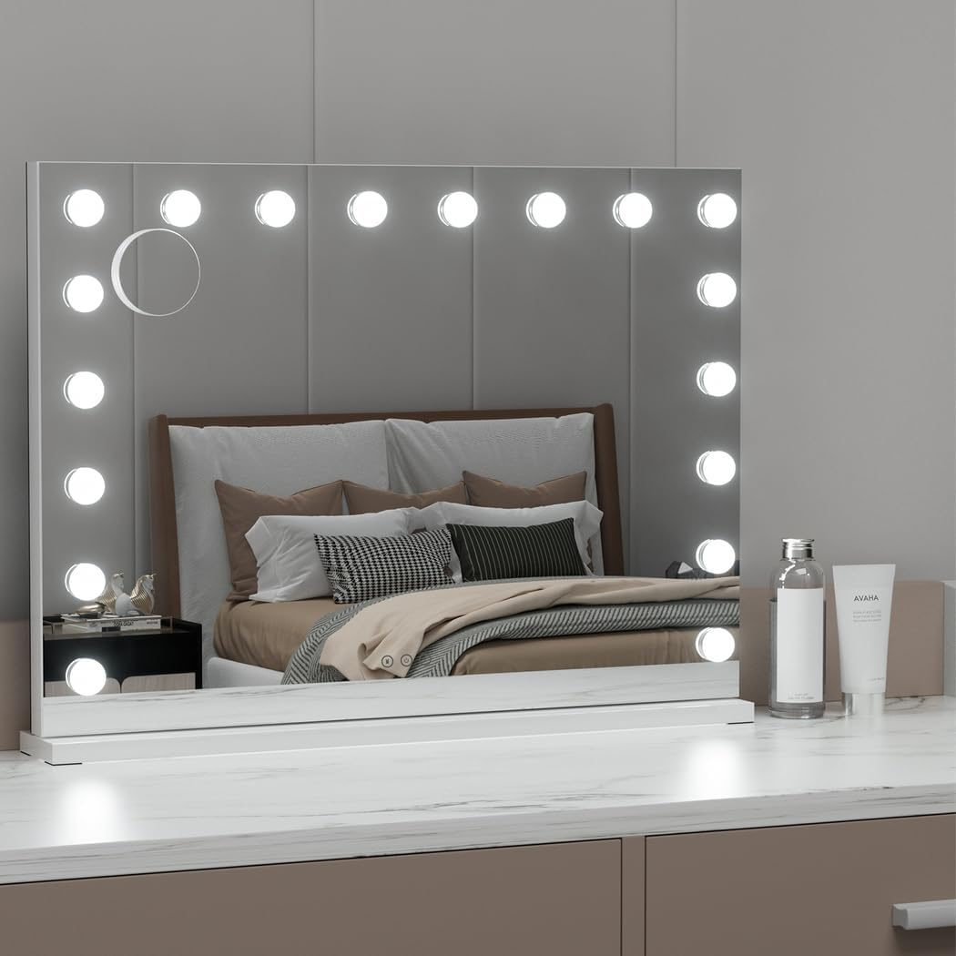 Embellir Makeup Mirror, 80 X 58Cm Hollywood Vanity Mirrors Beauty Cosmetic Dressing Bathroom Decor, 18 LED Light Bulbs with Tabletop Lights Rectangle Dimmable image number 1