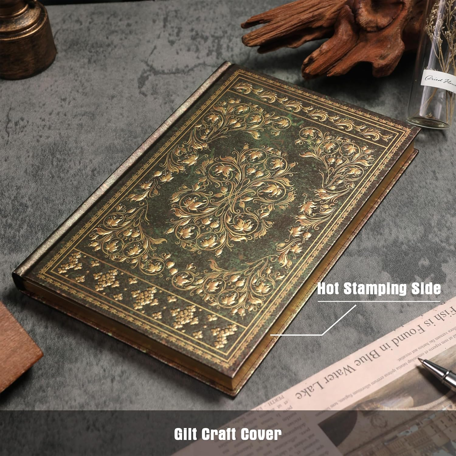 MGGAO Line Notebooks for Women Men, A5 Aesthetic Hardcover Ruled Diary, 100 GSM Journals for Writing for Work, Note Taking, Office School - Flowers 03 image number 7