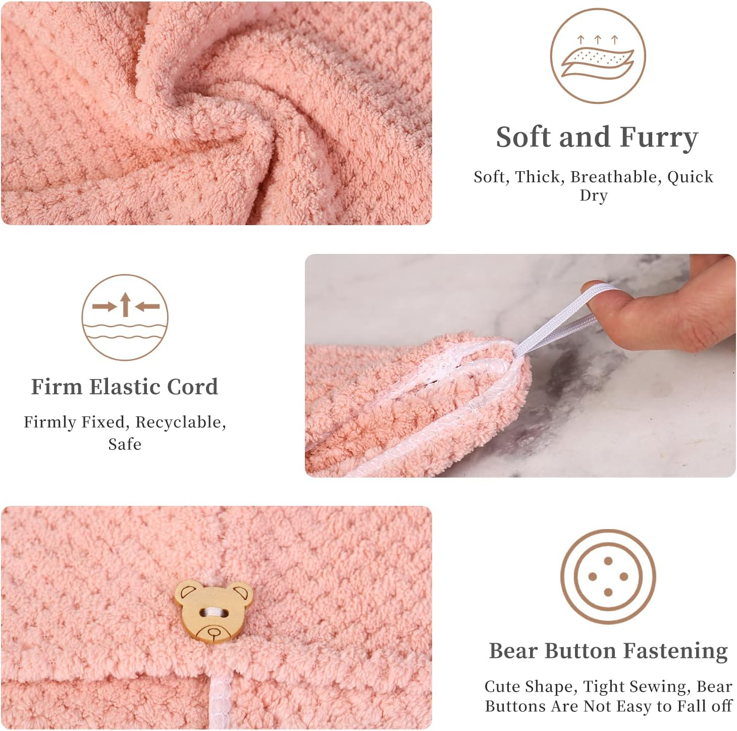 Domxies Microfiber Hair Towel Wrap, Hair Drying Towel, Ultra Absorbent Fast Drying Hair Towel Wraps for Wet Hair, Long, Curly, Thick, Frizzy Hair (Grey+Mint Green) - Blueberry image number 3