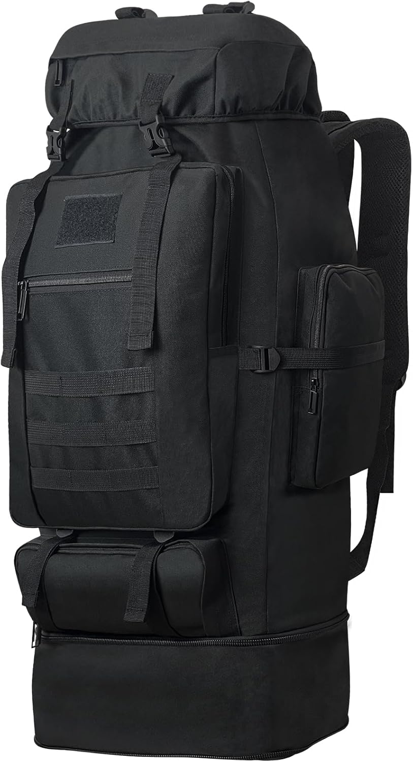Lizbin 100L Hiking Backpack, Travel Backpack Military Tactical Backpack, Large Hiking Backpack, Travel Backpack for Women Men, Water Resistant Outdoor Sports Backpack, Adjustable Sport Bags (Black) image number 3