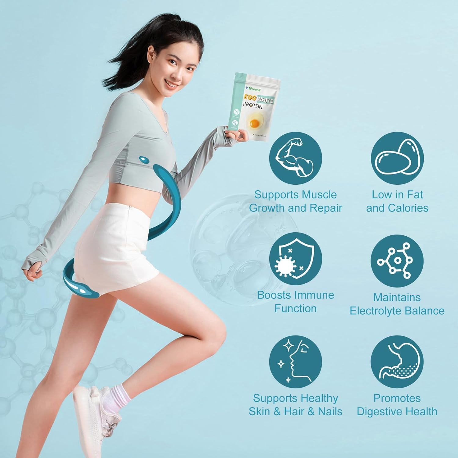 Egg White Protein Powder, Egg White Powder, High-Quality Protein for Muscle Recovery, Baking, Cooking, Non-Gmo, Gluten-Free, Unflavored, 283G (10 Oz) image number 1