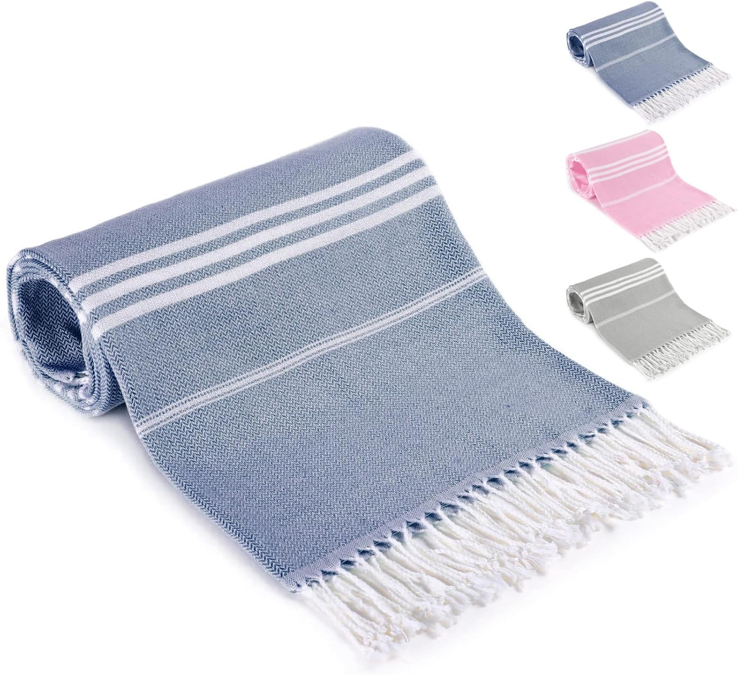 Bongu Turkish Beach Towel,180X90Cm Oversized Turkish Cotton with Travel Bag Large Quick Dry Lightweight Turkish Beach Towels for Beach, Bath, Pool Travel Towels (Navy Blue)