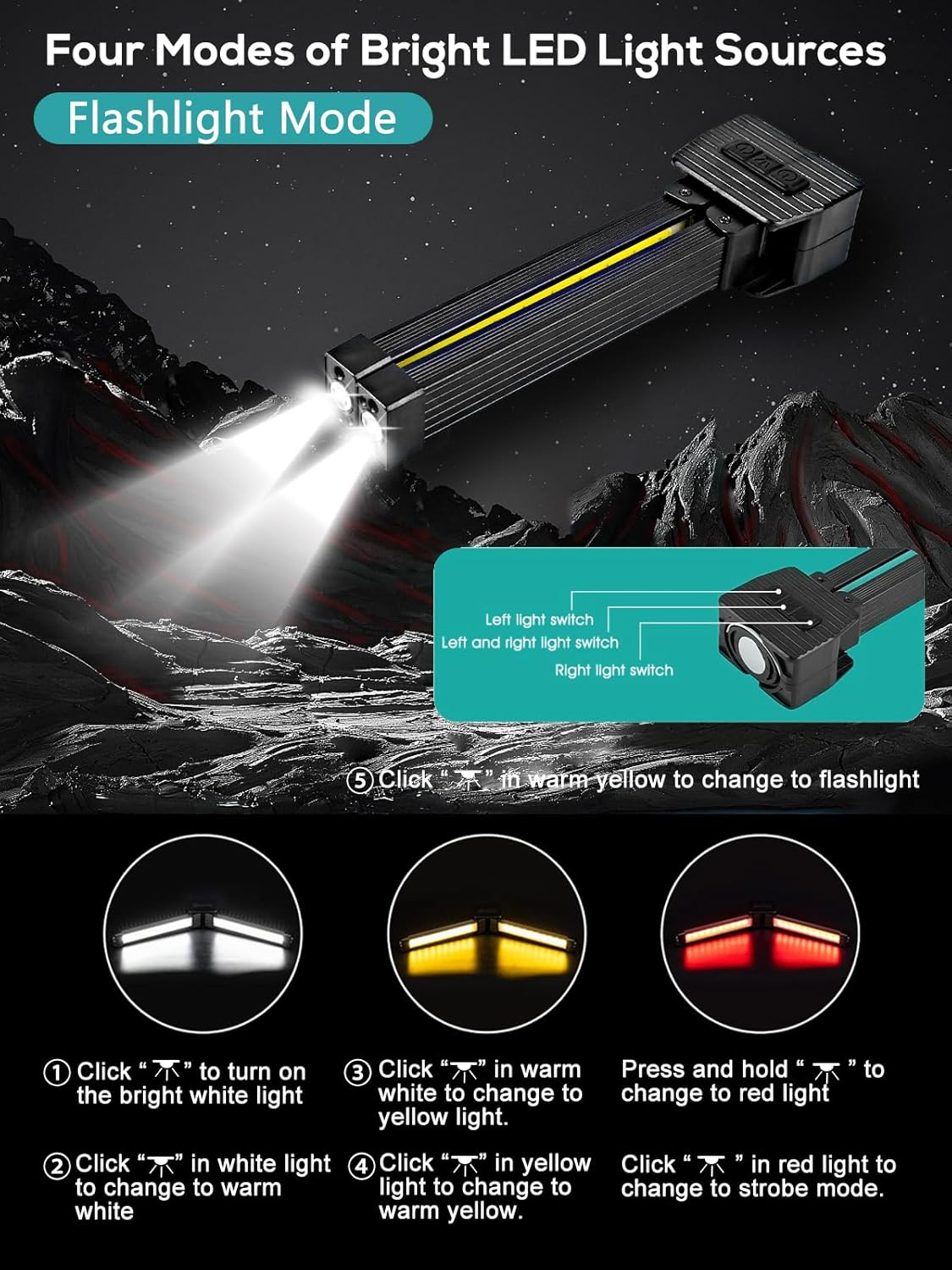 Gym Lamp, Portable Gym Lighting for Posing, Magnetic Work Light Rechargeable, Gift for Men/Women, 180&deg; Rotate Foldable with Hang Hook Camping Lamp, USB Power Bank LED Handheld Flashlight-Black image number 6