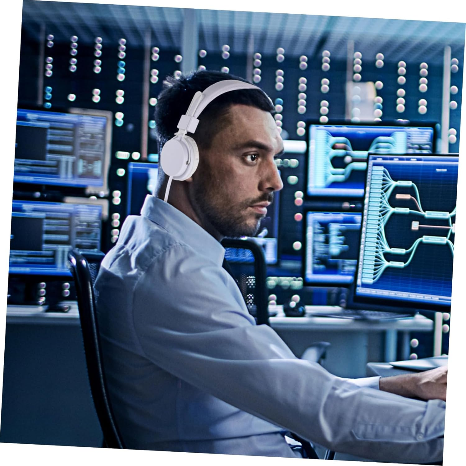 POPETPOP Wired Over-Head Gaming Headphones with Microphone for Computer, Bass Stereo Sound, White Color, Suitable for Pc Gamers and Online Streaming image number 5