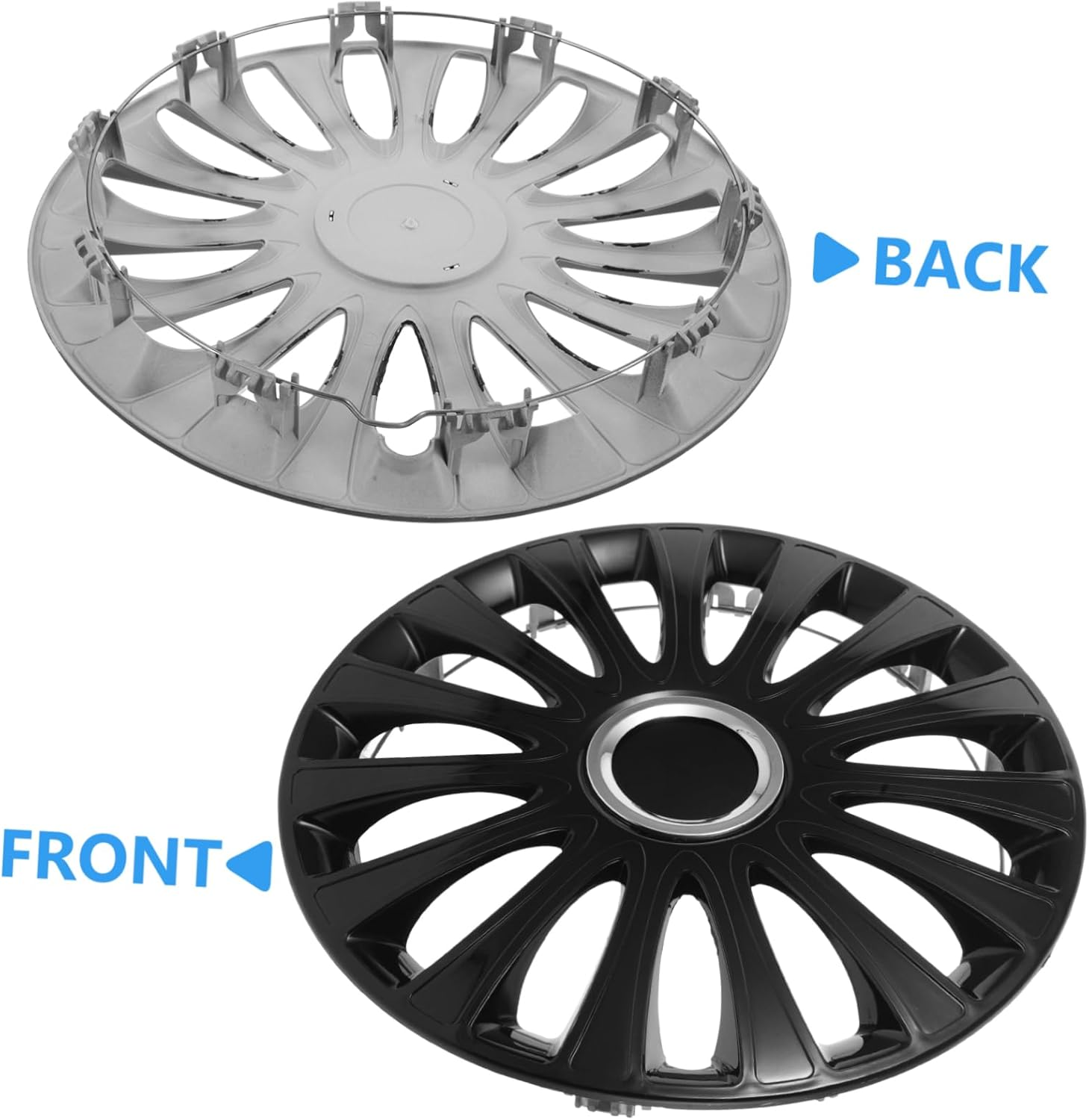 Beatifufu 14-Inch Universal Automotive Wheel Hub Cover Black Plastic Rim Caps Replacement Hubcaps for Cars Truck Vehicle Wheel Rim Decoration image number 3