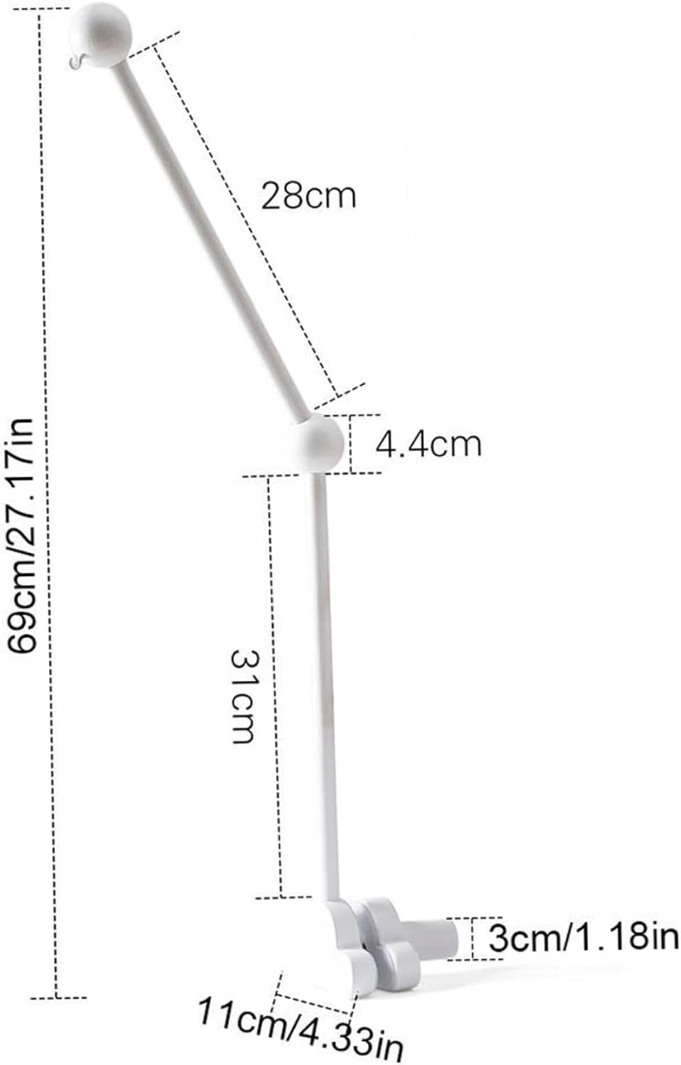 Baby Cot Mobile Arm Baby Crib Mobile Arm Wooden Cloud Design Detachable Adjustable Holder Cute Cot Bed Bell Wind Chimes Hanger Bracket