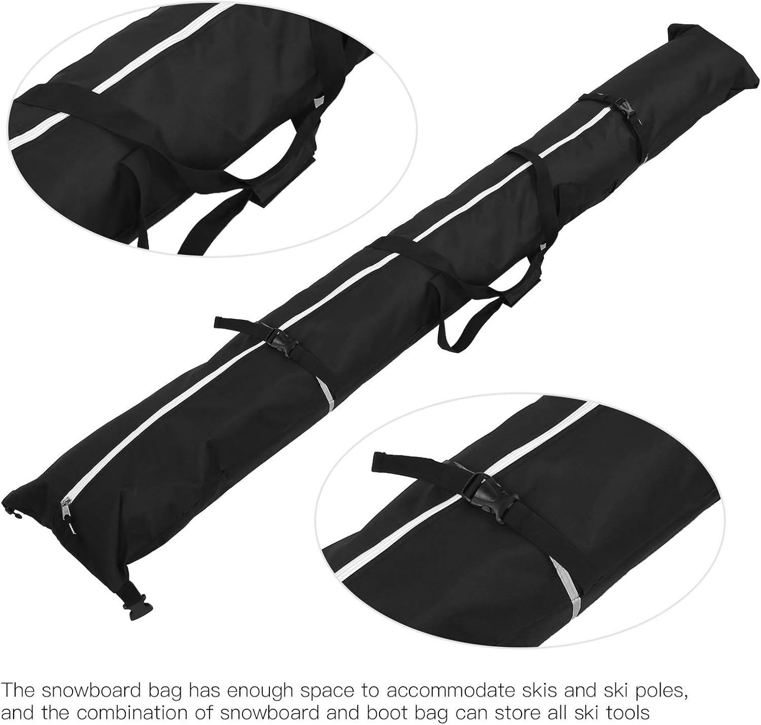 Ski Bag and Ski Boot Bag Combo, 2Pcs Adjustable Waterproof Snowboard and Boot Bag, Skiing Accessories for Men, Women, Adults, and Children image number 1