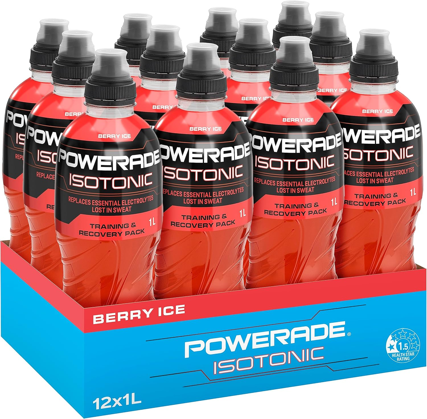 Powerade ION4 Berry Ice Sports Drink Multipack Sipper Cap Bottles 12 X 1L image number 5