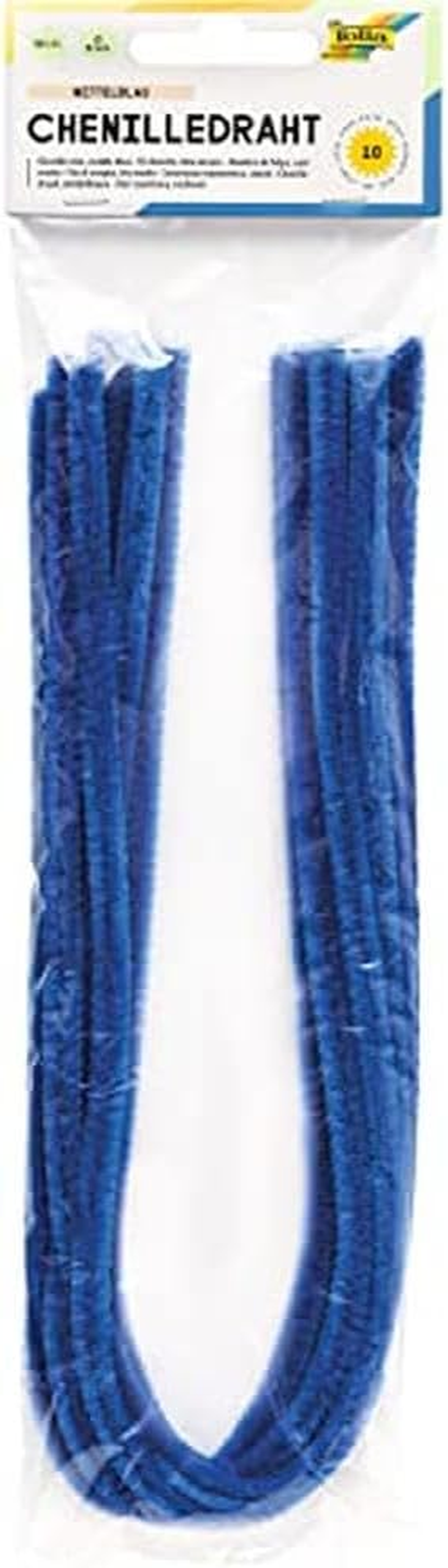 Folia 77814 - Chenille Wire Pipe Cleaners, Pack of 10 in Banana Yellow, Diameter 8 Mm and 50 Cm Long, Ideal for Children for Crafts and Design Animals, Figures and Other Shapes