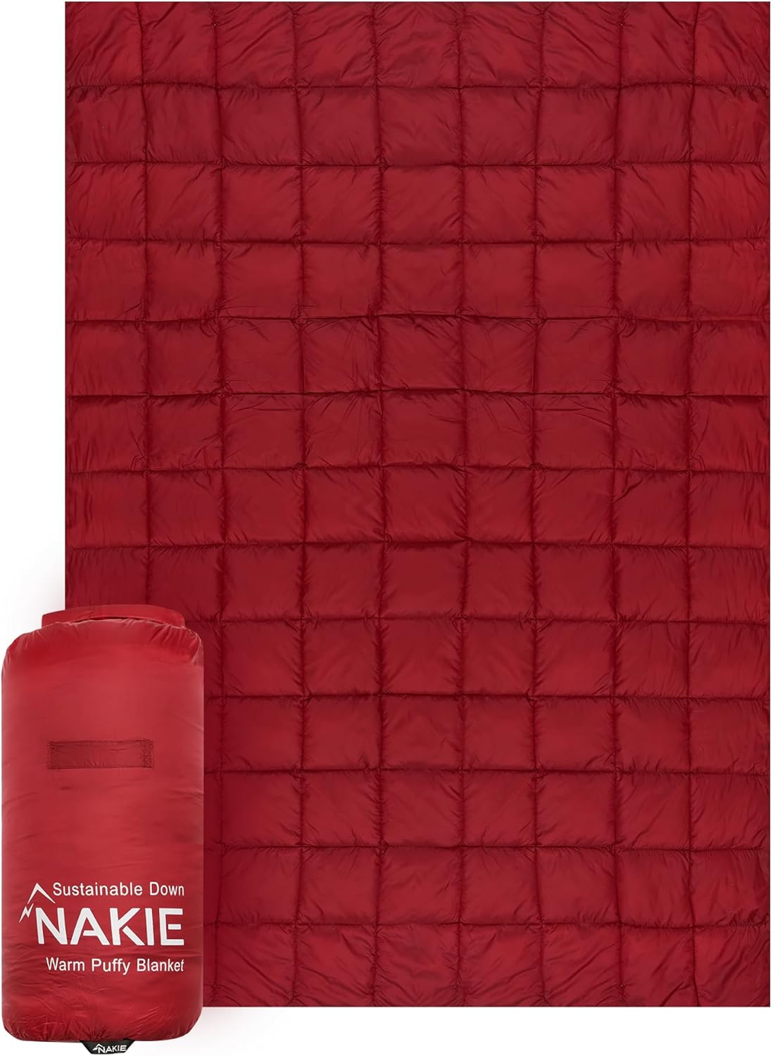 Nakie Puffy Blanket - Compact, Light Weight Portable, Camping, Travel and Hiking, Sustainable (Mountain Blue)