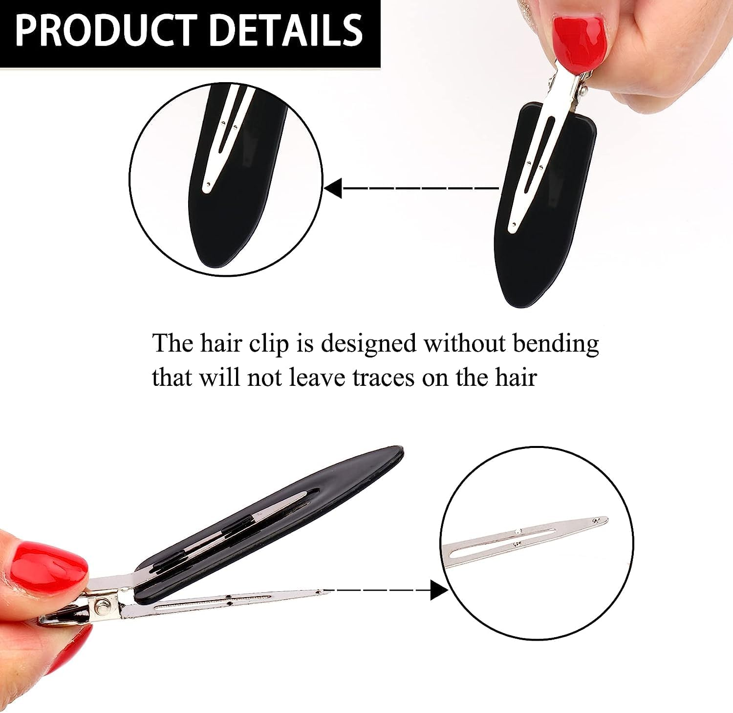 24 Pieces No Bend Hair Clips for Women Girls Makeup Washing Face Accessories Seamless Side Bangs Fix Fringe Curl Pin Barrette No Crease Hair Clip for Salon Hairstyle Bangs Waves (Black) image number 2