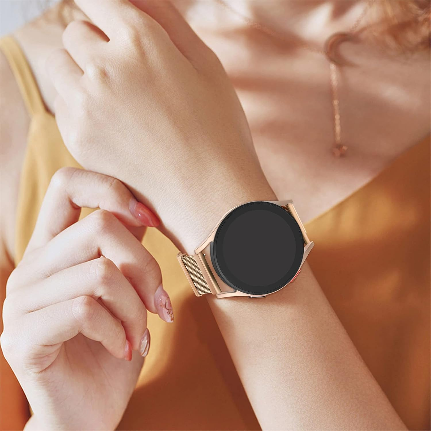 Metal Bands for Samsung Galaxy Watch 7 6 5 4 40Mm 44Mm Band, Galaxy Watch 5 Pro 45Mm, Galaxy Watch 6 Classic 47Mm 43Mm, 4 Classic 46Mm 42Mm, Active 2, 20Mm Stainless Steel Mesh Strap for Women Men - Colorful image number 7