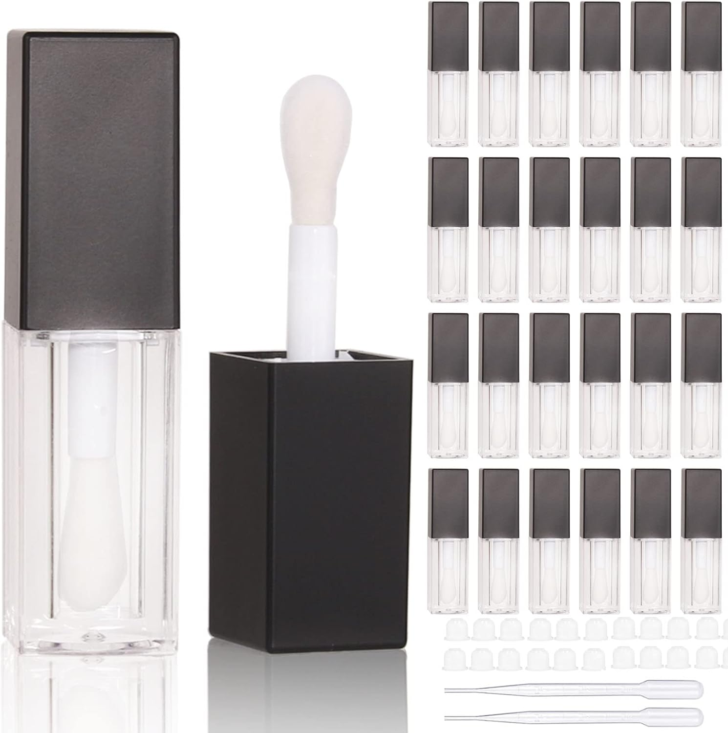 25Pcs 25 * 25 * 86Mm Craft Paper Box for Lip Gloss 350Gms Lipstick Packing Box for Lipgloss Tubes(Pink Paper Box 25Pcs) (Black)