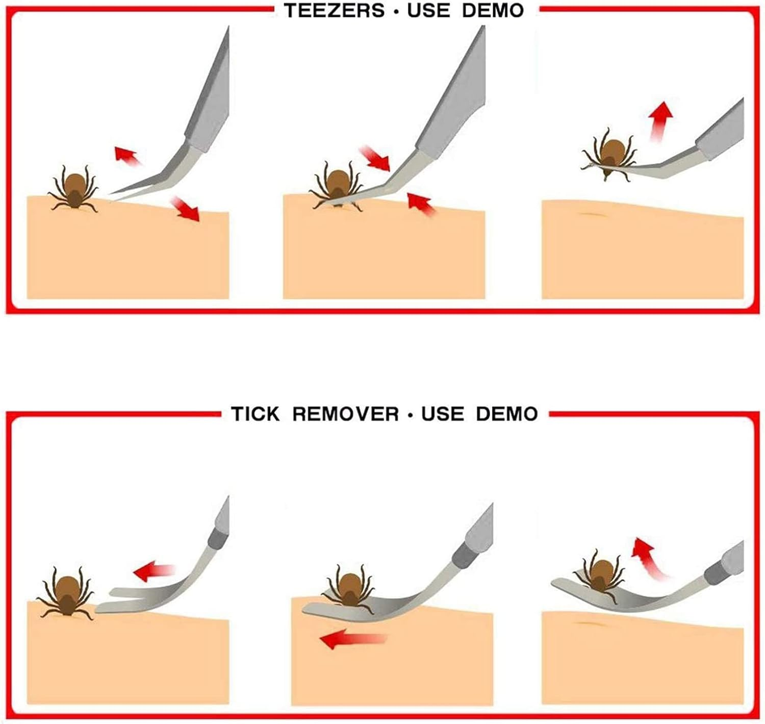 JIEYUCHU 2-In-1 Tick Tweezers, Stainless Steel Tick Tweezers and Tick Hook Included, Reliable against Ticks of Any Size, Tick Remover for Humans, Dogs, Cats with Leather Bag image number 5