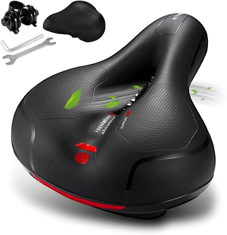 Comfortable Bike Seat Cushion -Bicycle Seat for Men Women with Dual Shock Absorbing Ball Memory Foam Waterproof Wide Bicycle Saddle Fit for Stationary/Exercise/Indoor/Mountain/Road Bikes image number 5