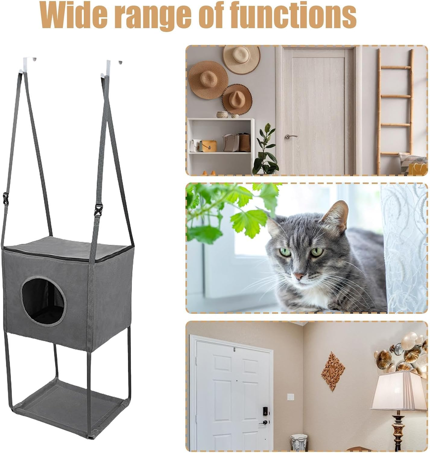 Cat Climber Bed - Cat Tree | Cat Hammock Bed | Breathable Cat Climber | 16X13Inches Door-Mounted Cat Hammock | Removable Cat Swing | Door Cat Tree | Adjustable Cat Bed Pet Perch for Indoor image number 3