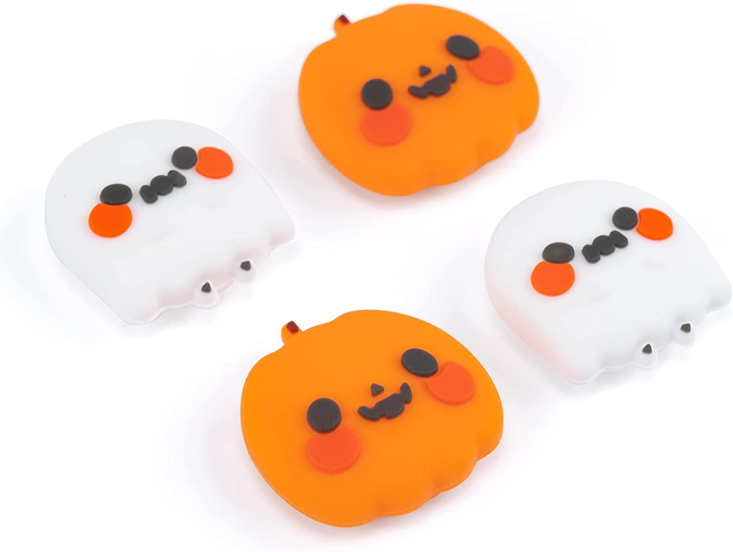 Geekshare Cute Silicone Game Console Thumb Grip Caps, Joystick Cover Compatible with Switch/Oled/Switch Lite,4Pcs - Pumpkin Ghost