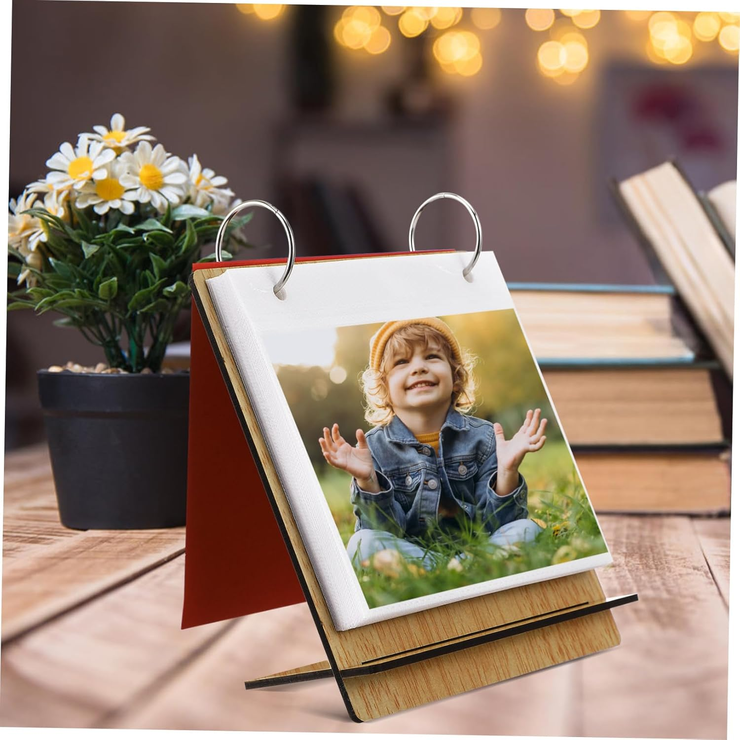 Desktop Flip Photo Album 6.29X5.97Inch Photo Frame 25 PVC Pockets Space-Efficient Baby Album Book image number 5