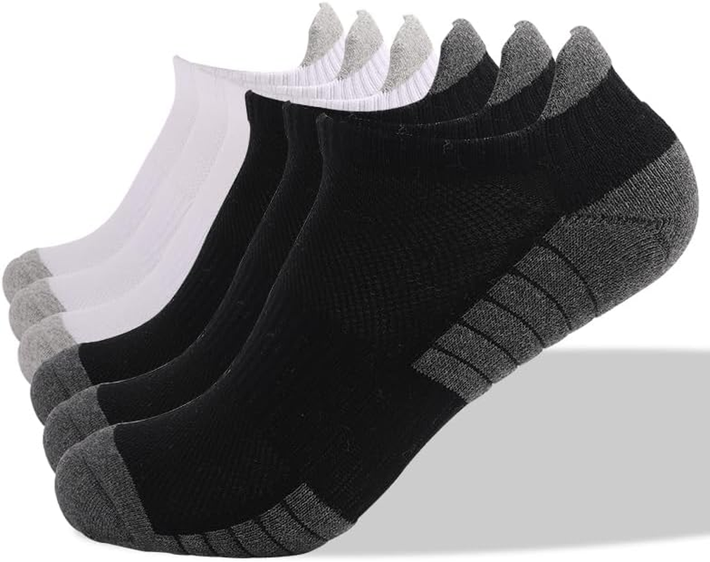 ZANZER (6 Pairs) Athletic Ankle Socks 6 Pairs Thick Cushion Running Socks for Men&Women Cotton Socks