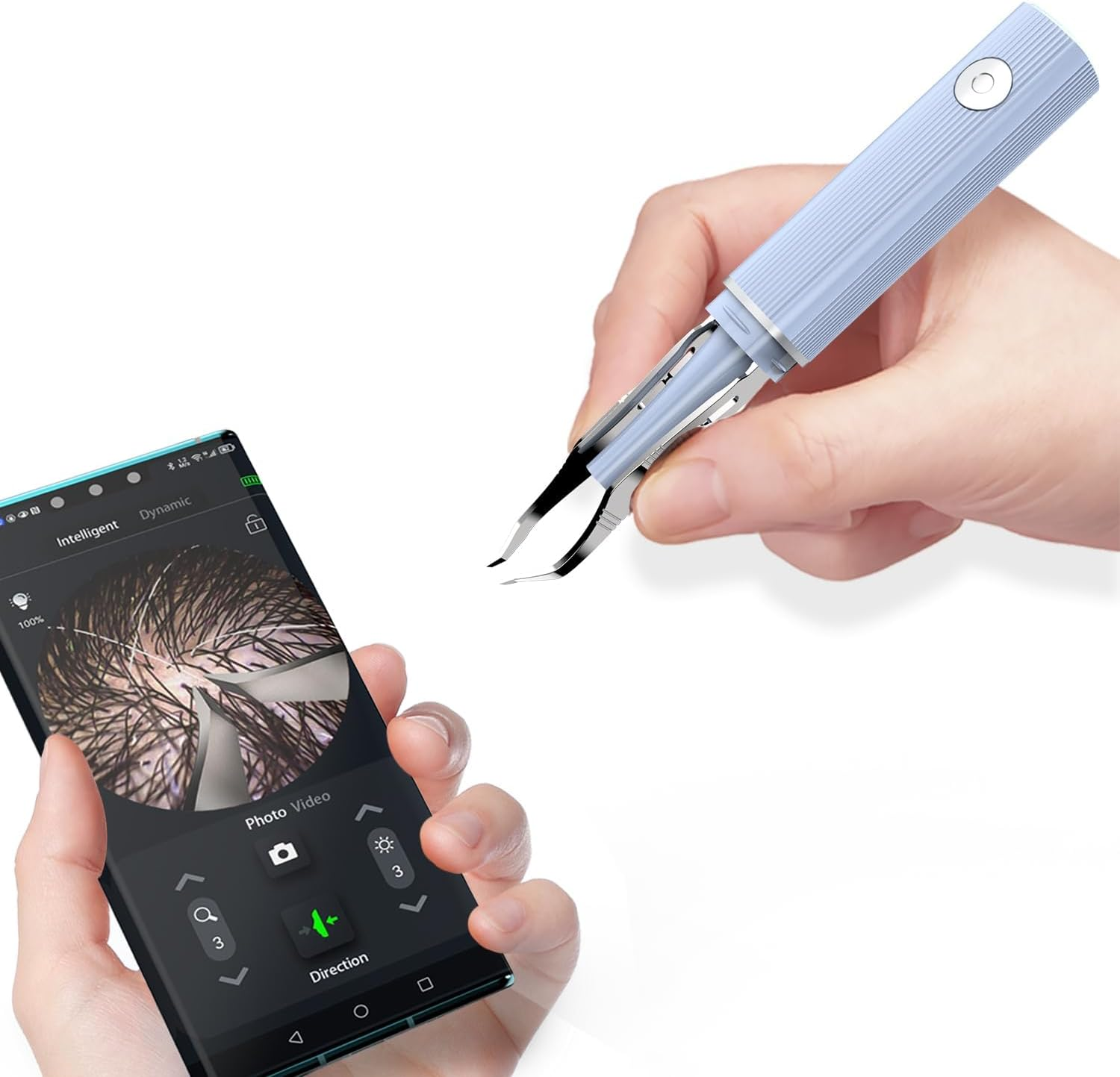 Scopepickeu Visual Hair Removal Tweezers with 1080P Camera,Led Light &ndash; Wifi USB Rechargeable Precision Tweezers for White Hair, Ear Hair, Eyebrows, Eyelash (Black)