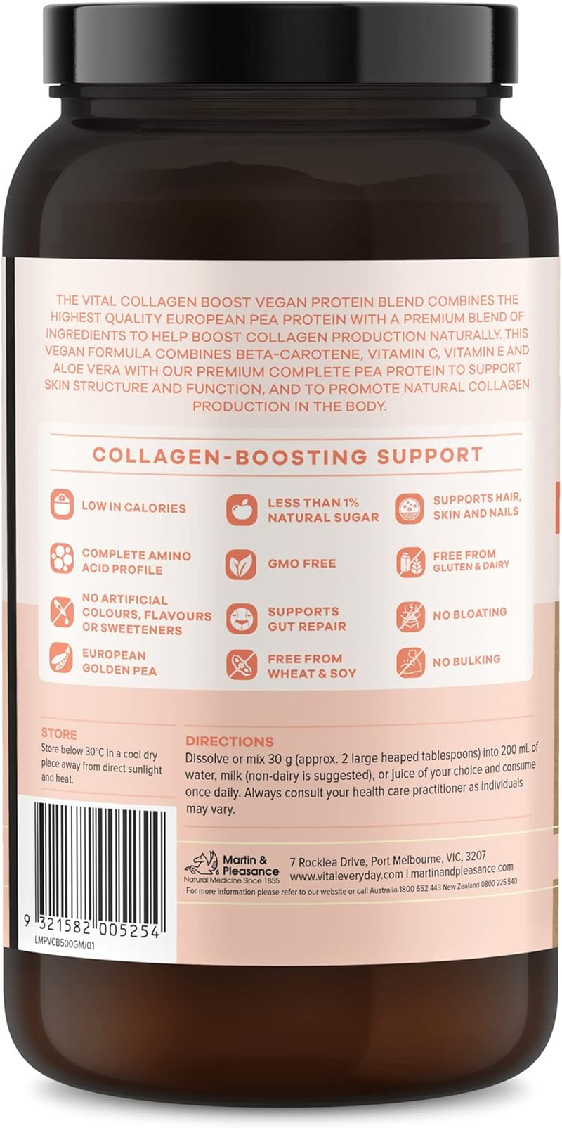 Vital Collagen Boost Vegan Protein Blend Cacao 500GM image number 2