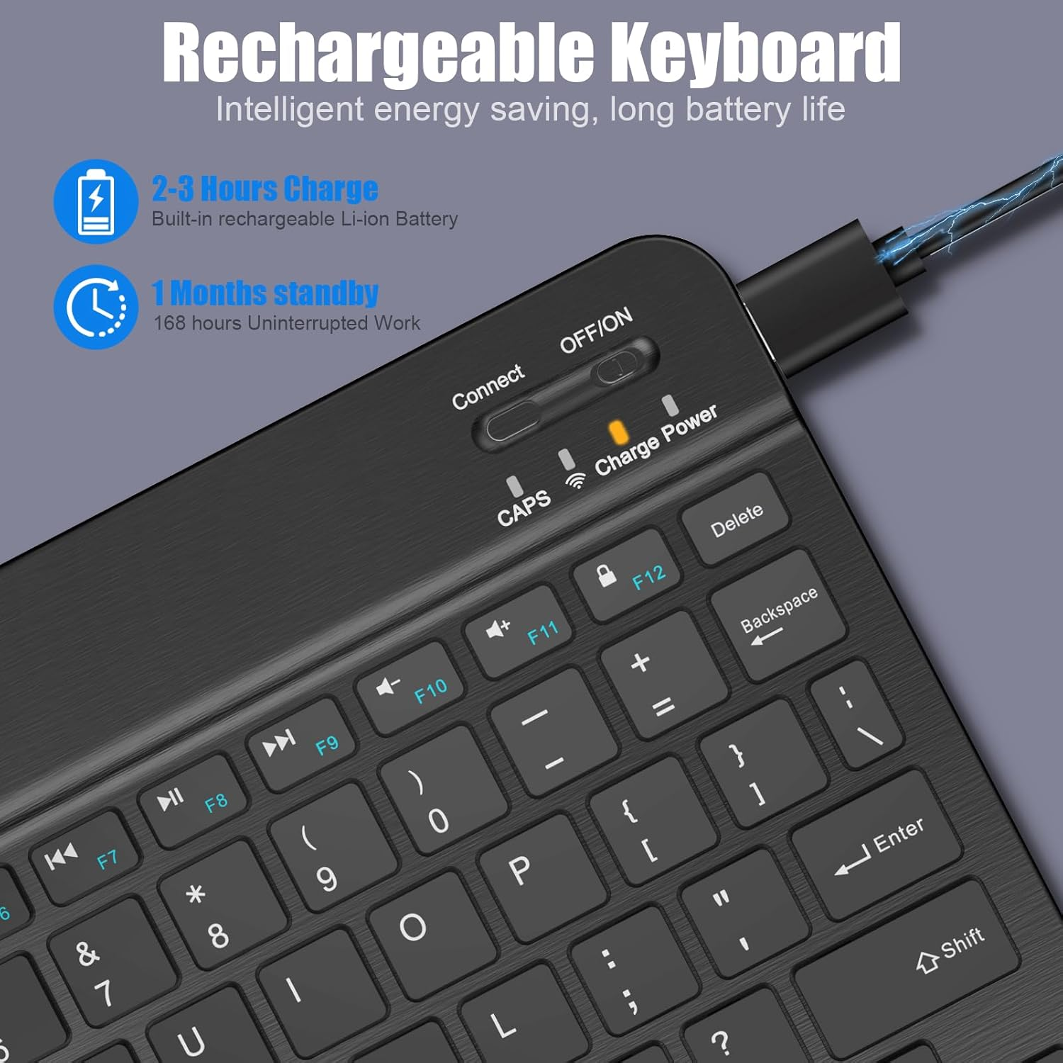 Bluetooth Keyboard for Ipad 10Th Generation, Ipad Pro 13/12/11/10/9/8/7 Inch, Ipad Air 13/11Th Gen, Ipad Mini, Samsung Xiaomi Tablets, Etc. - Slim Wireless Portable Travel Office Computer Accessories image number 4