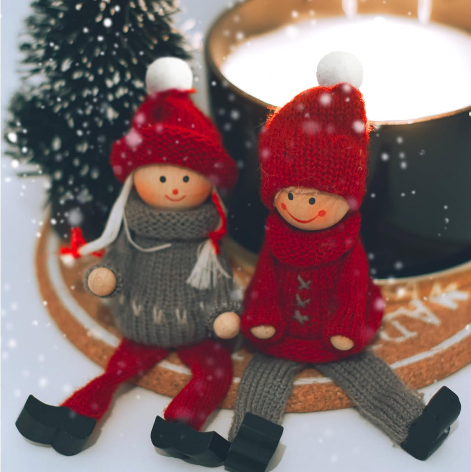 NILLOS Small Santa Hats, 30 PCS Mini Knit Doll Hats for Crafts, Party Decorations (3 Colors) image number 2