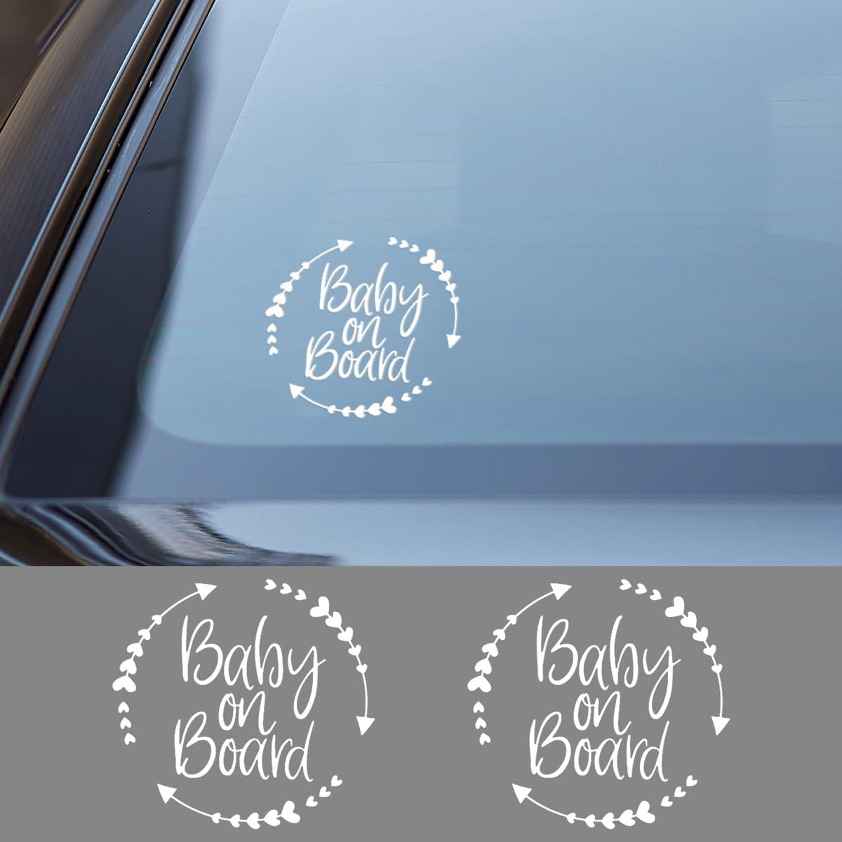 Baby on Board Sticker for Car, Cute Vinyl Safety Caution Decal, Removable Baby Safety Warning Signs for Cars Trucks Walls Laptop 5.16 X 5.16'' (Black)