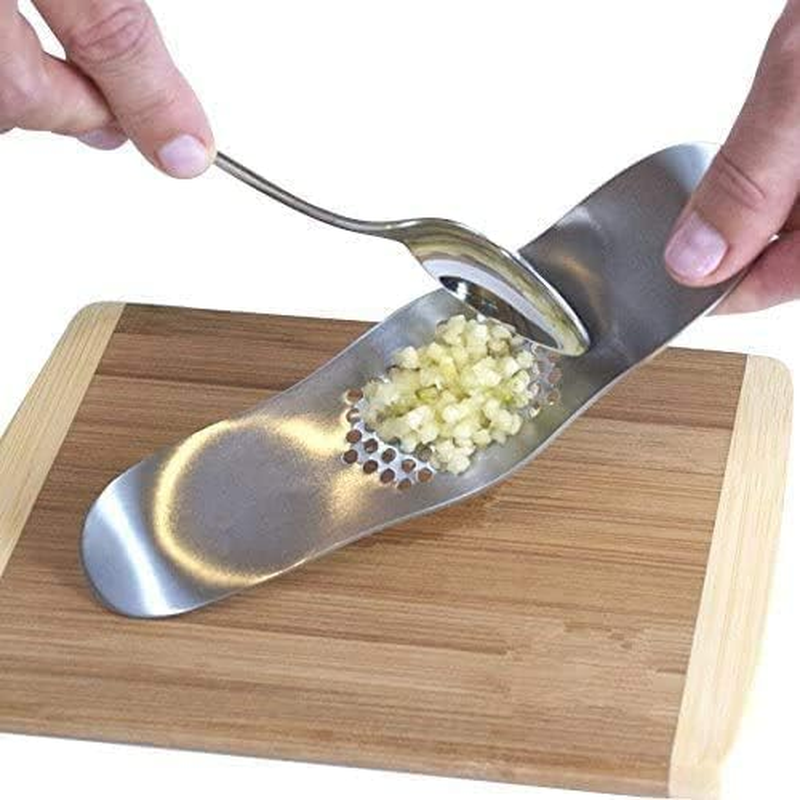 2 Pcs Garlic Presses Stainless Steel Garlic Crusher Household Garlic Mincer Device Garlic Crusher Mince Ergonomic Heavy Duty Kitchen Cooking Gadget Garlic Press Rocker for Picnic Camping Cafeteria image number 3