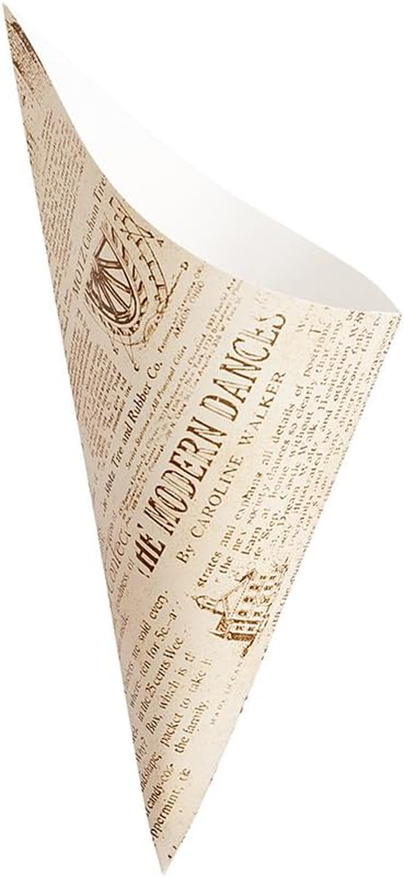 Restaurantware Conetek 10-Inch Eco-Friendly Finger Food Cones: Perfect for Appetizers - Food-Safe Paper Cone with Newsprint Styling - Disposable and Recyclable - 100-CT - Restaurantware image number 3