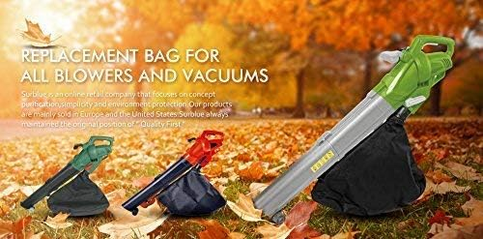 Surblue Replacement Collection Dump Bag for Ultra Blower Rake and Vacuum Leaf Blowers, Black, 2 PCS image number 5