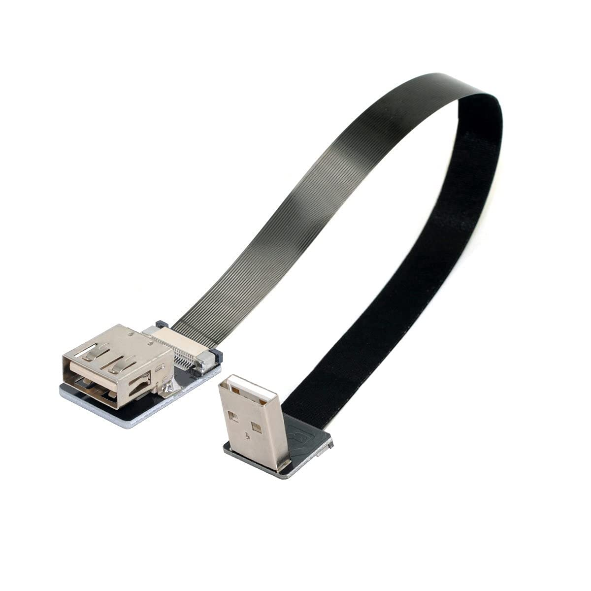 Cablecc down Angled USB 2.0 Type-A Male to Female Extension Data Flat Slim FPC Cable for FPV & Disk & Scanner & Printer 20Cm image number 5