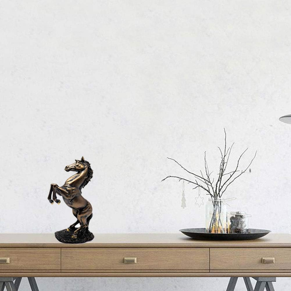 Lependor 12 Inch Standing Horse Resin Statue for Home Decor Animal Ornament Sculpture Rearing Horse Art Figurine Decorative Sculpture - Bronze - Black image number 7
