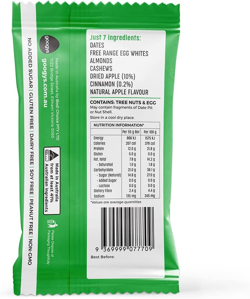 Googys Apple Cinnamon Natural Paleo Protein Bar, 55 G image number 1
