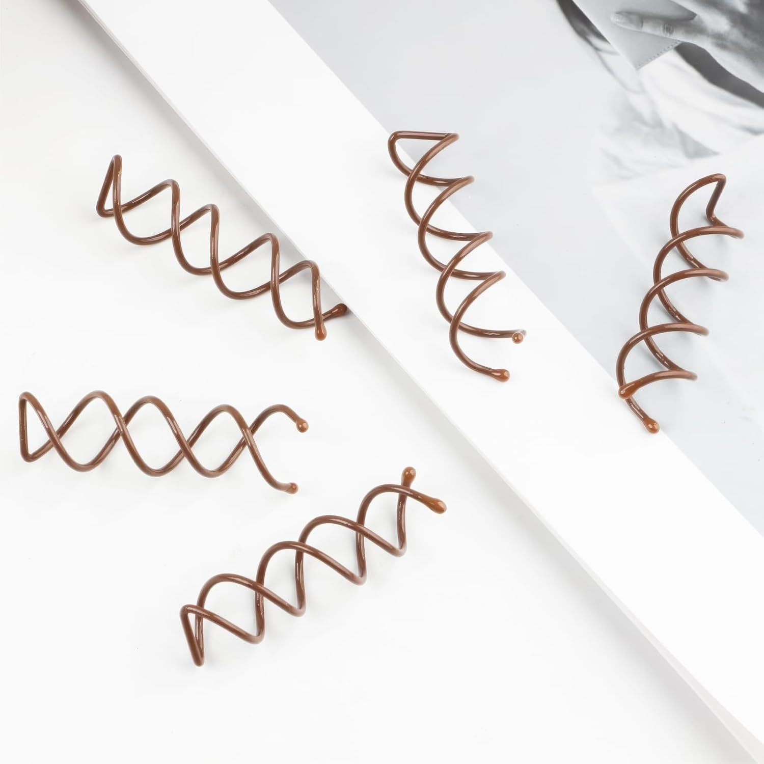 Hautllaif Pack of 20 Spiral Hair Pins - Spiral Hair Clips for Bun & Updo - DIY Hair Styling Tool, Invisible Twist Hair Pins for Women, Brown image number 2