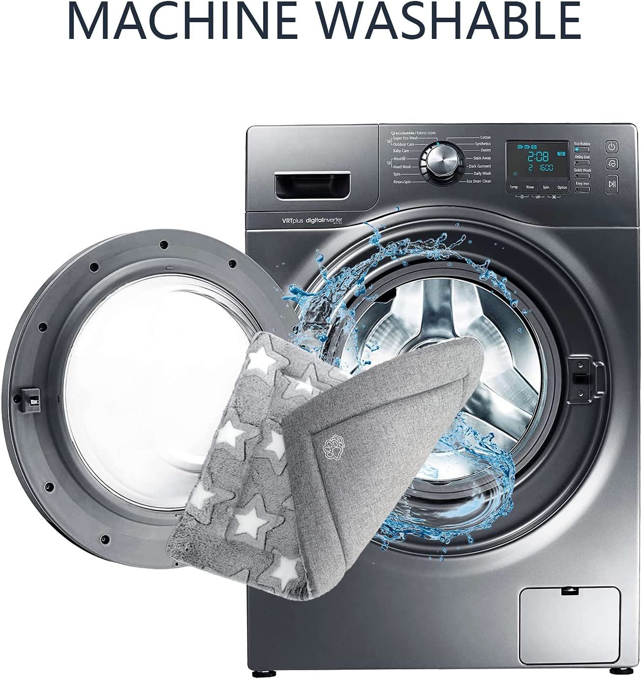 EMPSIGN Dog Bed Mat for Dog Cage (61 * 46 * 2.8Cm), Dog Bed Pad Reversible (Cool & Warm), Machine Washable, Pet Sleeping Mat for Small Dogs, Grey, Star Pattern image number 6