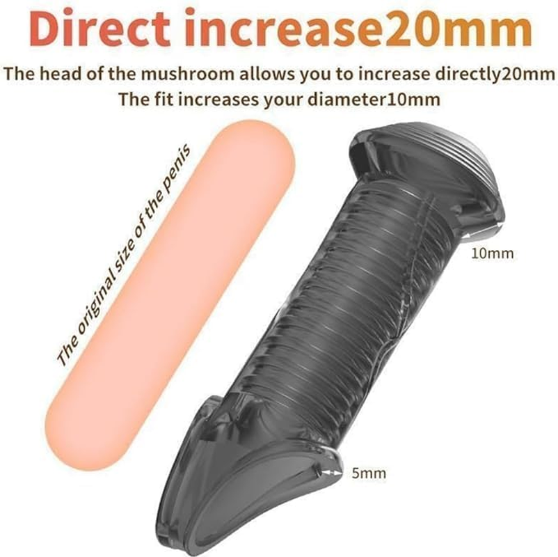 Silicone Penis Rings Sheath Male Penis Sleeve Girth Reusable Penis Sleeve Extender Enlarger Enhancing for Adult Men image number 4