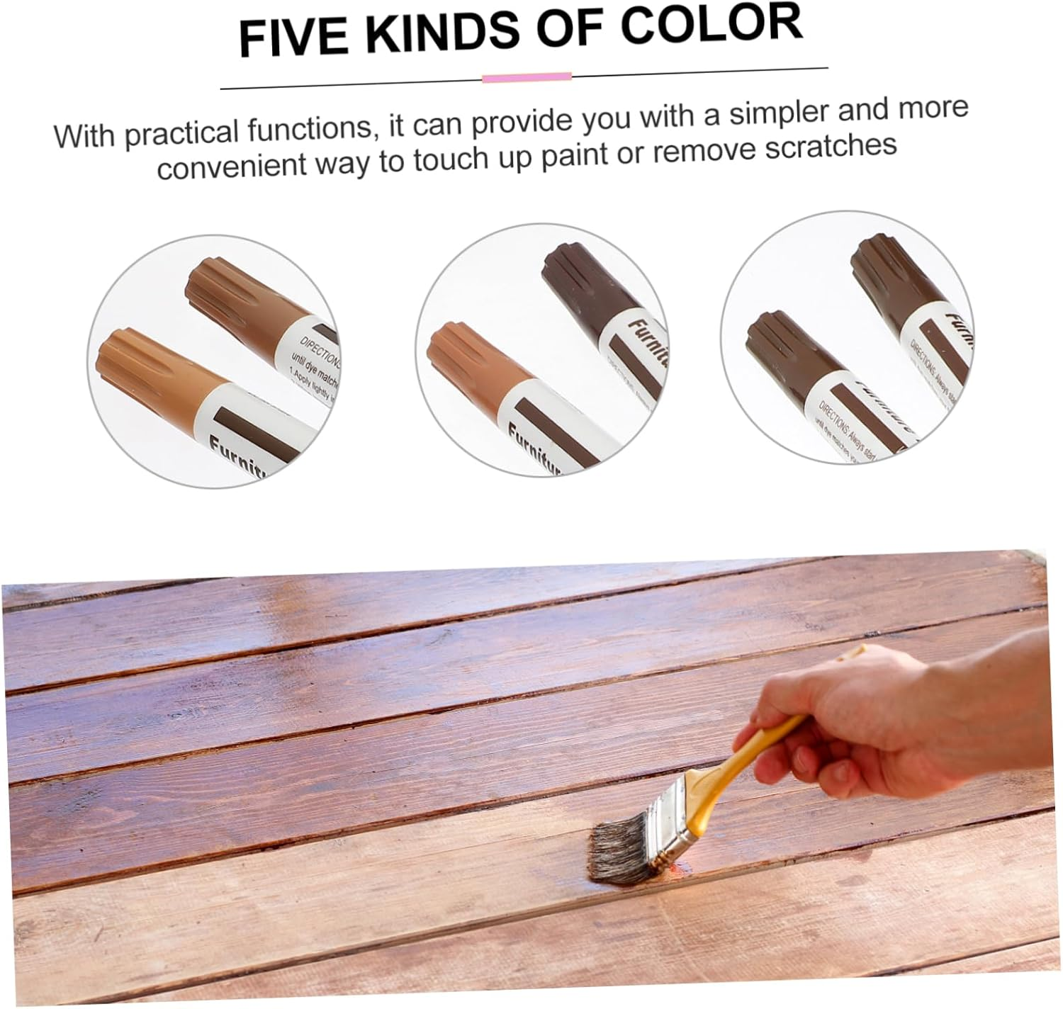 Healeved 10Pcs Wood Stain Repair Pens Touch-Up Markers for Furniture Floors Cabinets and Walls Quick-Drying Paint Markers for Scratches and Scuffs image number 4