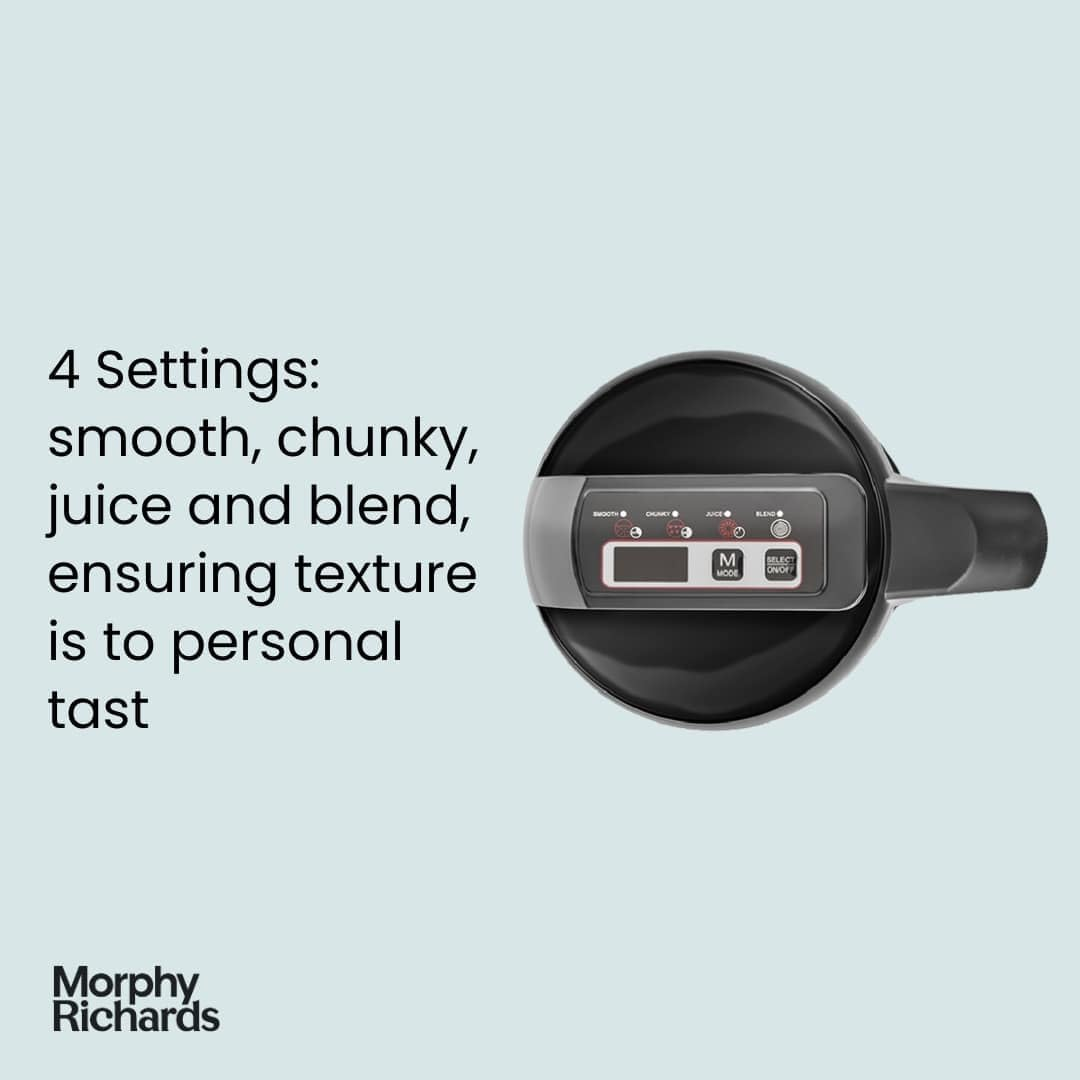 Morphy Richards Saut&eacute; & Soup Maker, 1.6L, 4 Settings, Smooth, Chunky, Juice, Blend Pause Function, Family Size, Non-Stick Coated Jug, Detachable Power Cord, Stainless Steel, 501014 image number 5