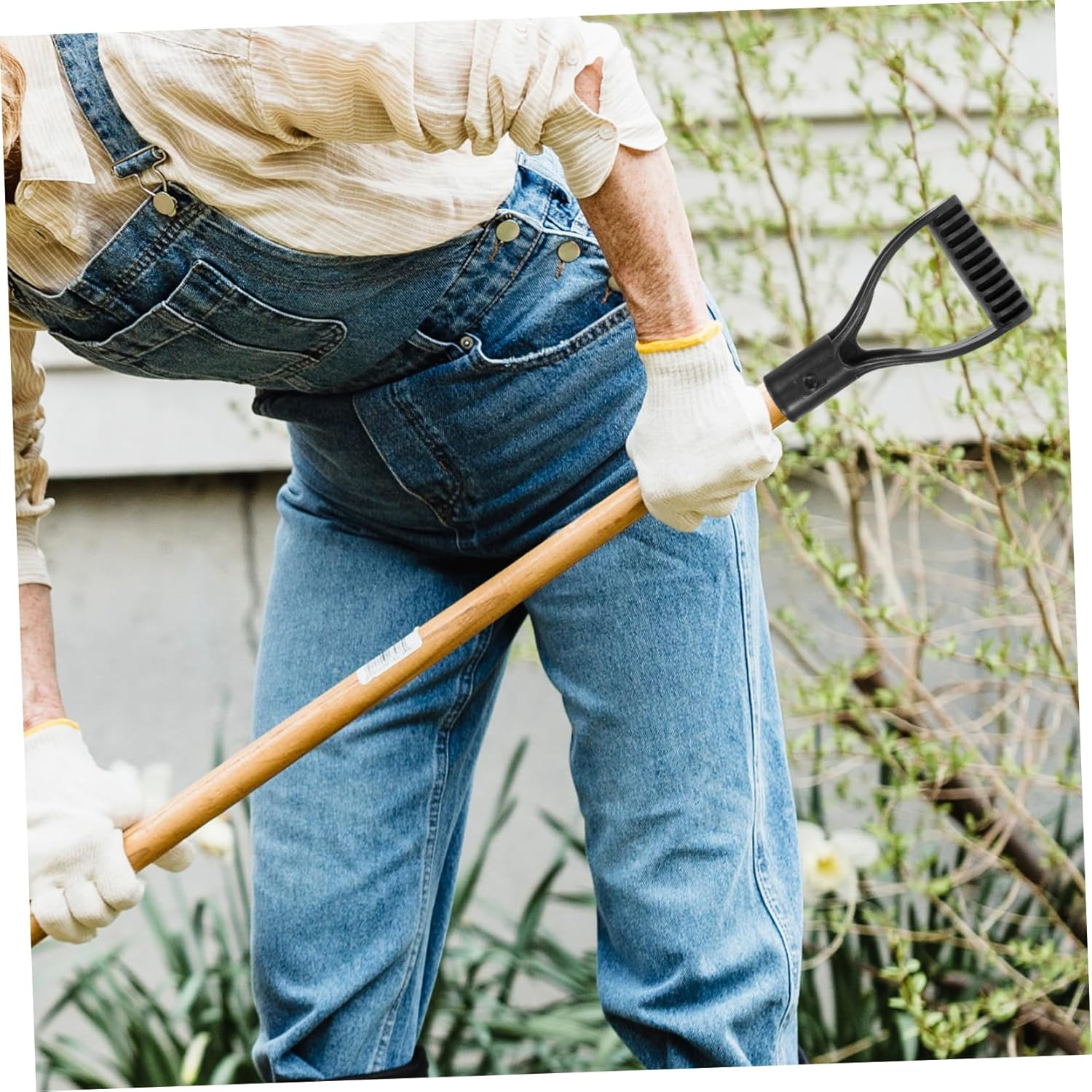 Happyyami 2Pcs Shaped Handle Steel Shovel Spade Replacement Handle for Gardening image number 6