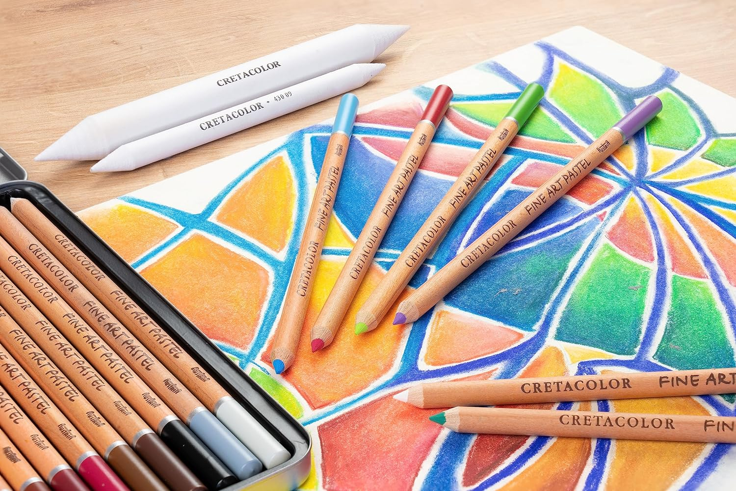 CRETACOLOR Fine Art Pastel Pencils, Tin 72 Assorted Colours 72 STK Multi-Coloured 15-47-072 image number 5
