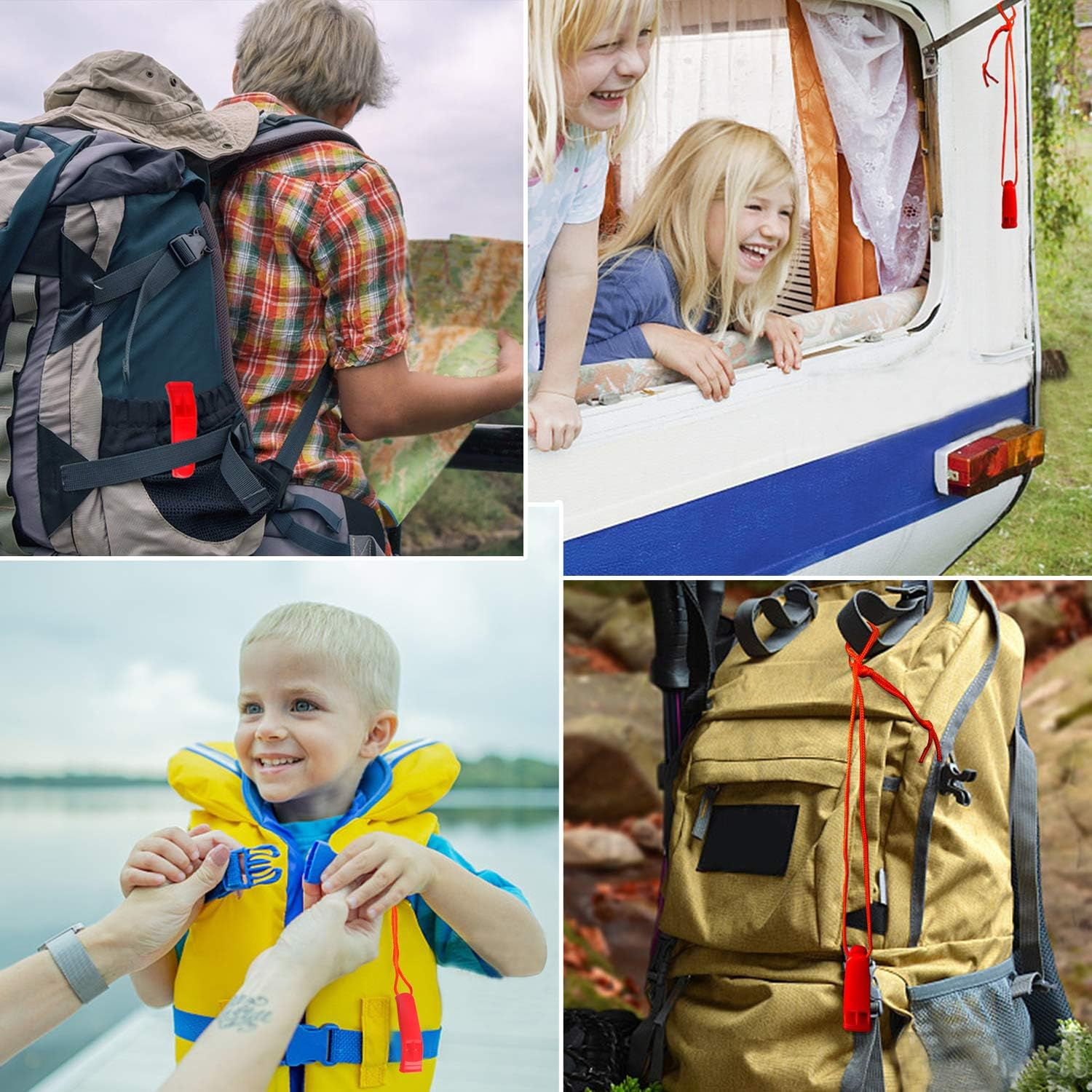 AUGSUN 10 Pcs Safety Whistle Marine Whistle Plastic Whistles with Lanyard for Emergency - Orange image number 2