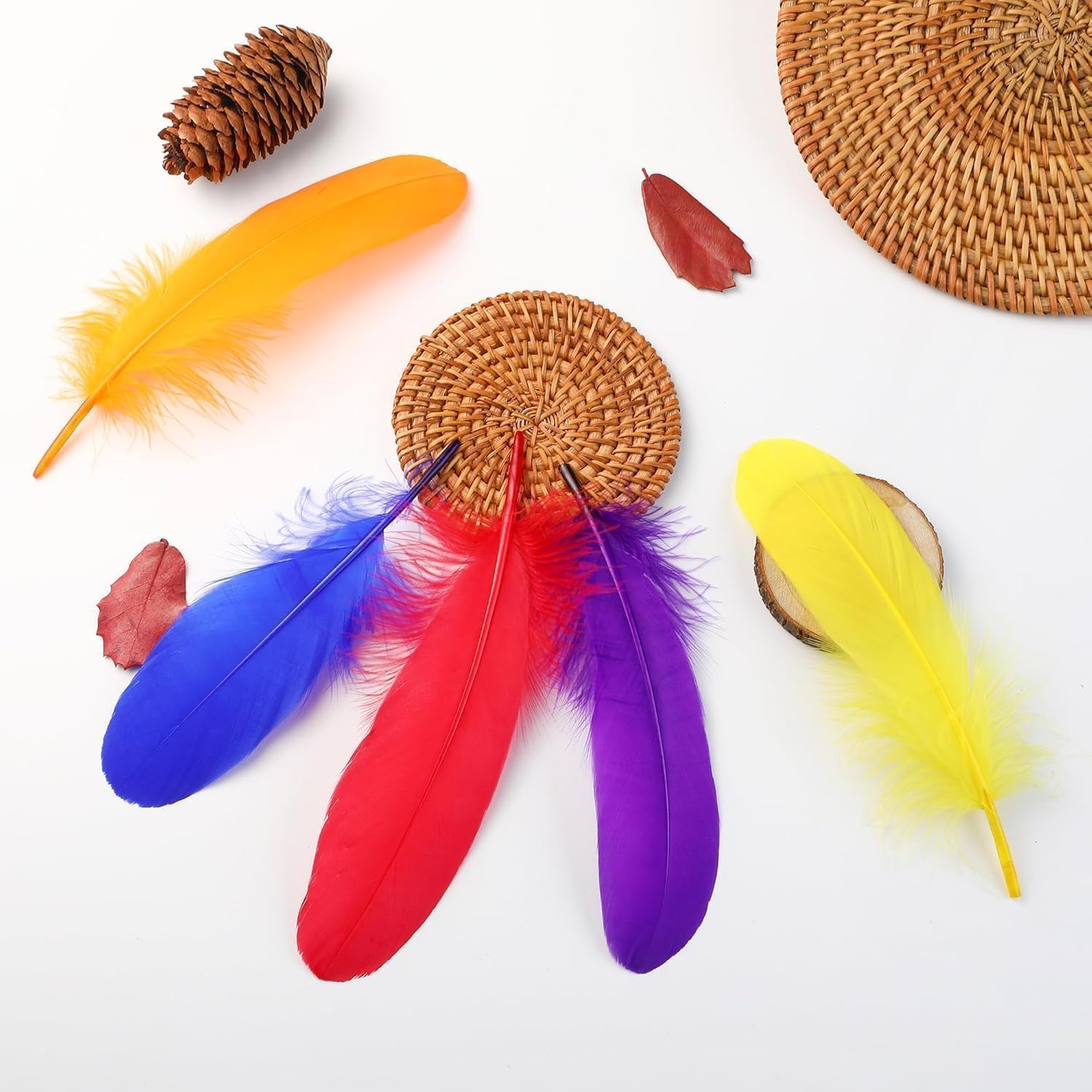 Liuliu Rabbit Colorful Goose Feathers for Crafts - 150Pcs 6-8Inch Craft Colored Feathers for DIY Crafts,Angel Wings,Dream Catcher and Wedding Party Decor