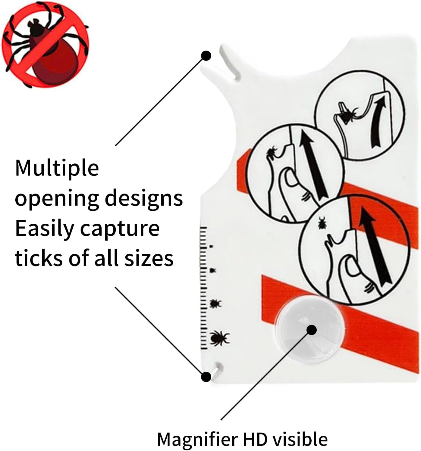 DEFIYEAR Pack of 2 Tick Cards, 3 Set Tick Tweezers for Dogs, Cats, Humans, Quick Cleaning of Ticks, Tick Card for People, Children, Dogs, Cats, with Magnifying Glass image number 3
