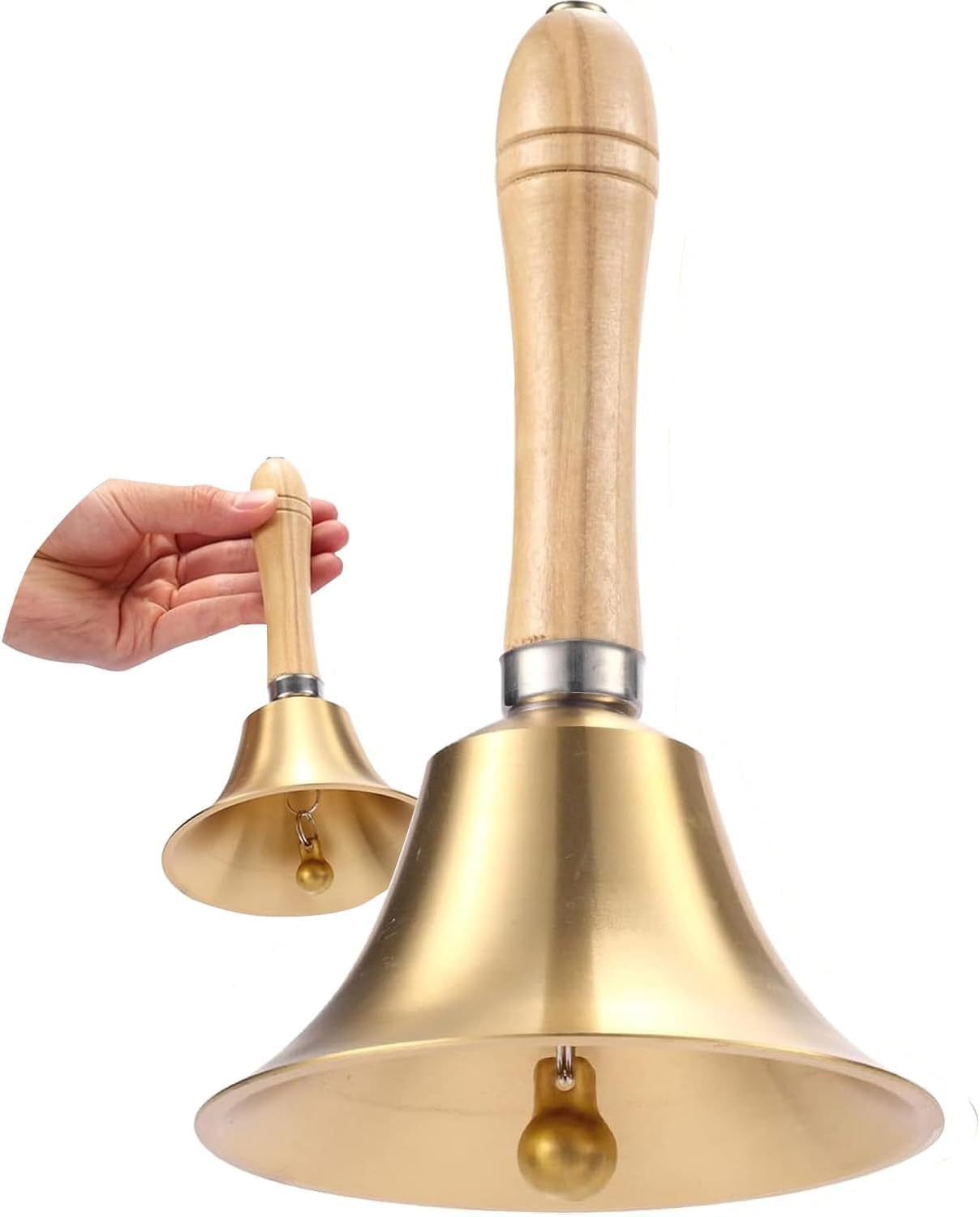 Super Loud Brass Hand Bell with Wooden Handle,Ling-Luo 3.15 Inch Call Bell for Kids and Adults, Perfect for Weddings, Christmas, School, Service, Games, Pet Training, Alarm or Dinner Bell image number 1