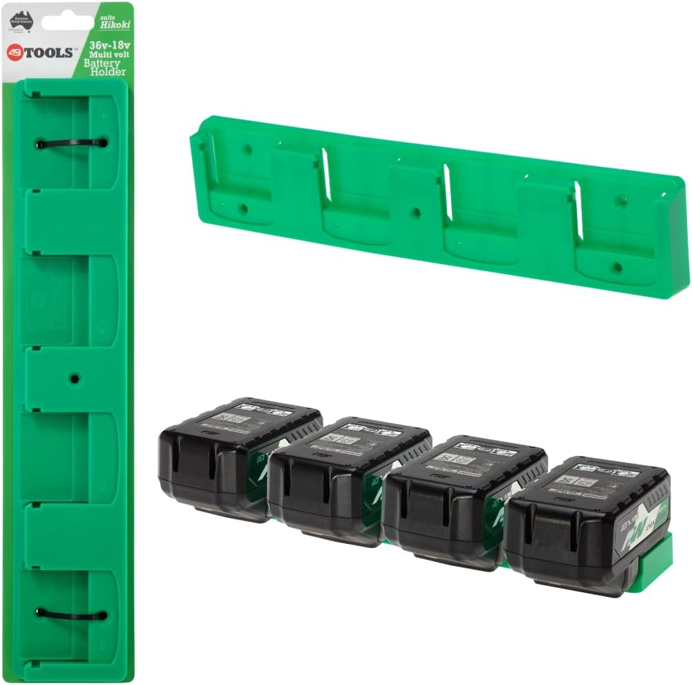 48 Tools Milwaukee M18 18V Battery Wall Storage Mount - Durable ABS, Easy Install, 4-Bay Holder for Workshop, Trailer, Van