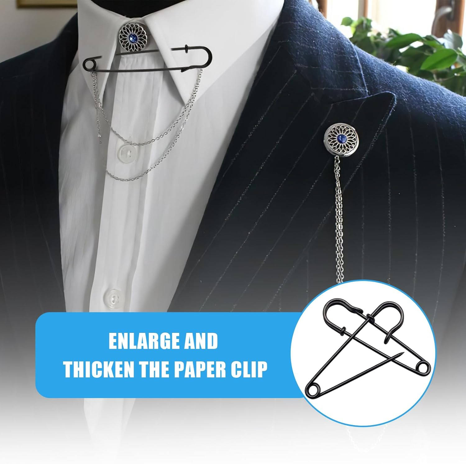 10Pcs Large Metal Safety Pins, 10Cm Metal Spring Lock Pins Brooches Wire Safety Blanket Pins, Extra Large Safety Pin Heavy Duty Safety Pins for Clothes Leather (Black) image number 4