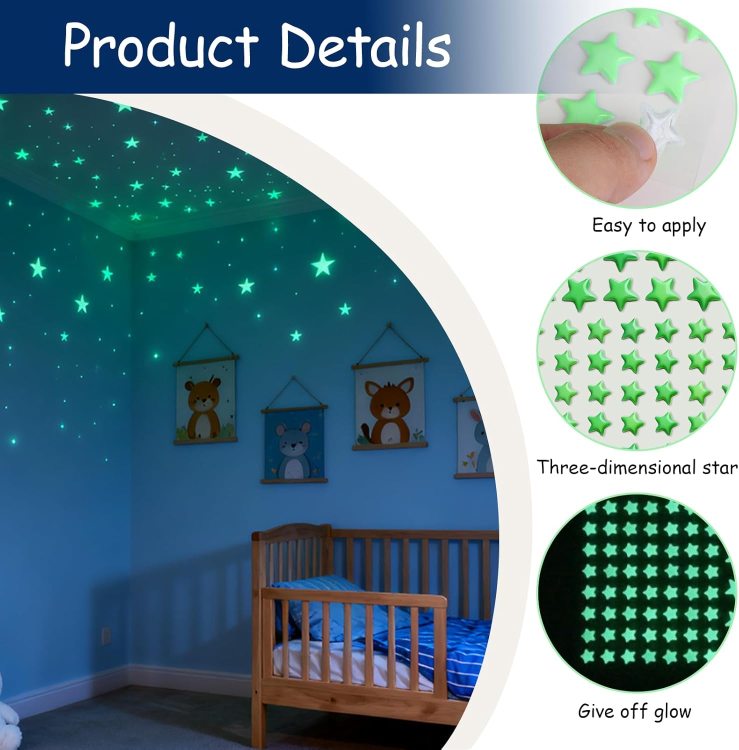 Glow in the Dark Stars and Planets 633 Pcs, Self-Adhesive Galaxy Wall Decals for Ceiling, 3D Realistic Star Stickers for Kids Bedroom Nursery, Solar System Space Decor image number 6
