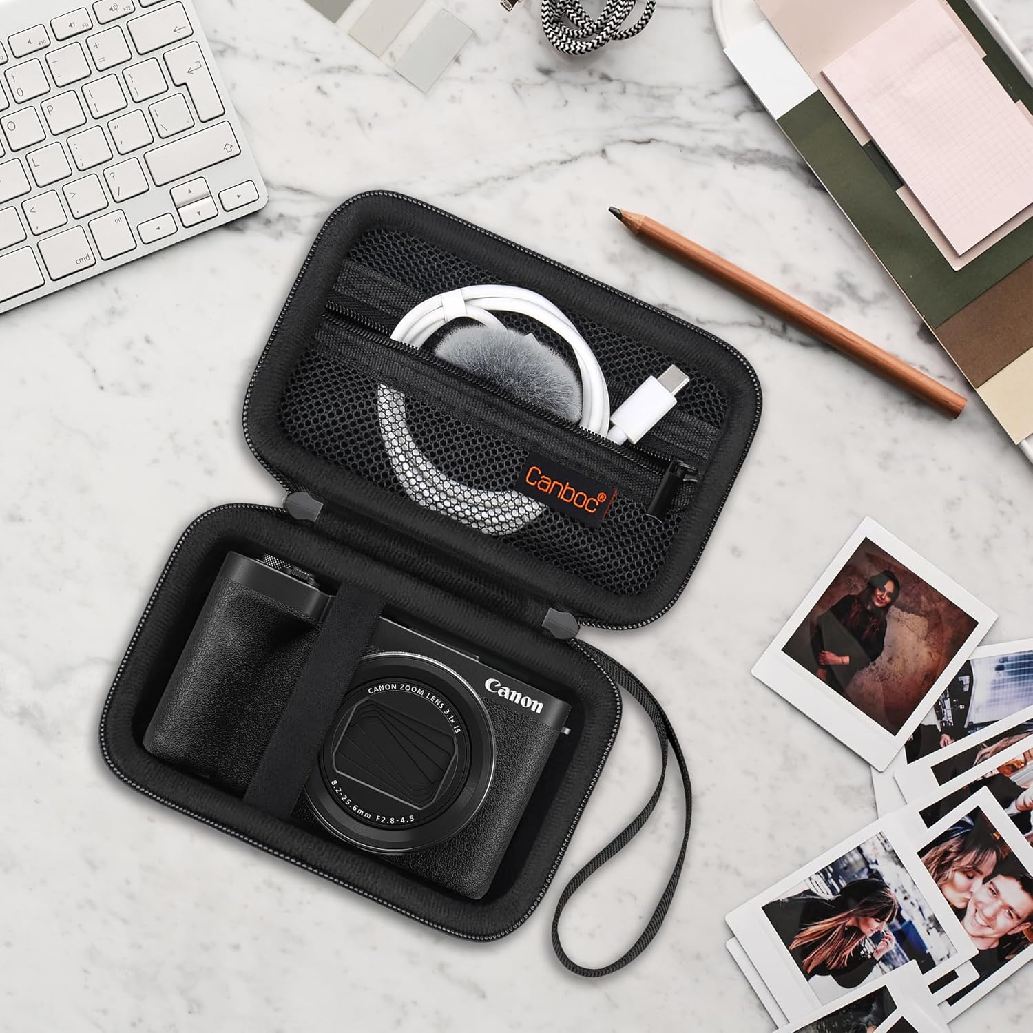 Canboc Carrying Case for Canon Powershot V1 Hybrid Camera/Ricoh GR IV/RICOH GR Iiix Hdf/Ricoh GR III HDF/GR Iiix/Gr III/GR II/GR Digital Camera, Zipper Mesh Pocket Fits USB Cable, Batteries, Black