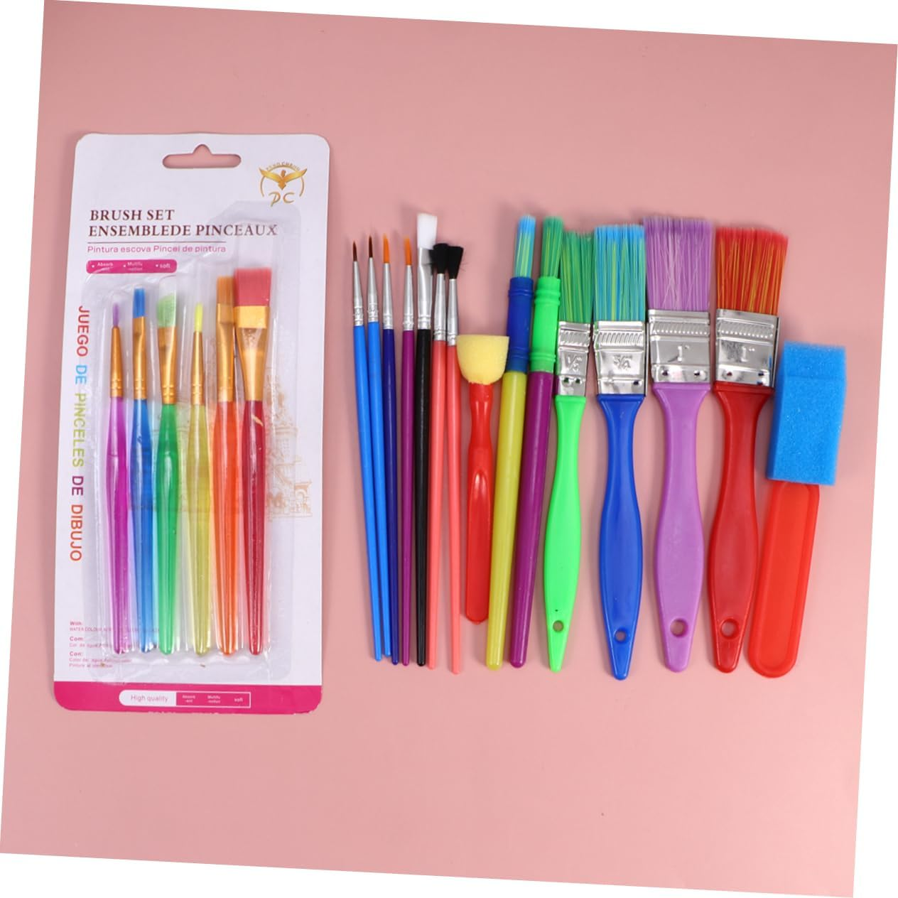 Vaguelly 21Pcs Set Early DIY Learning Handle Paint Brush Tools for Painting Tools for Imagination Painting Tools Paint Brush round Paint Brush DIY Painting Brush image number 2